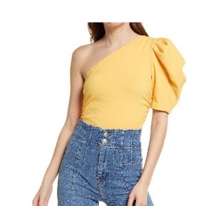 Free people bodysuit - one shoulder puff sleeve